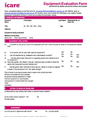 icare Equipment Evaluation Form